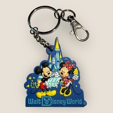 Walt Disney World Mickey  Minnie Castle Rubber Keychain Keyring Bag Purse Clip