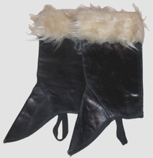 pair vintage brown leather  faux fur half chaps