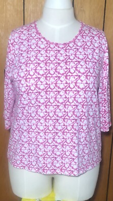 CJ Banks Women s Top Pink Geometric 3/4 Sleeves Size 1X