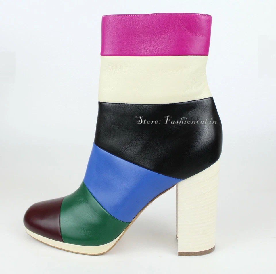 Nuevo botín de cuero a rayas VALENTINO GARAVANI Runway Bo-Y-Ch ~ 36 EUR Foto 3 de 4