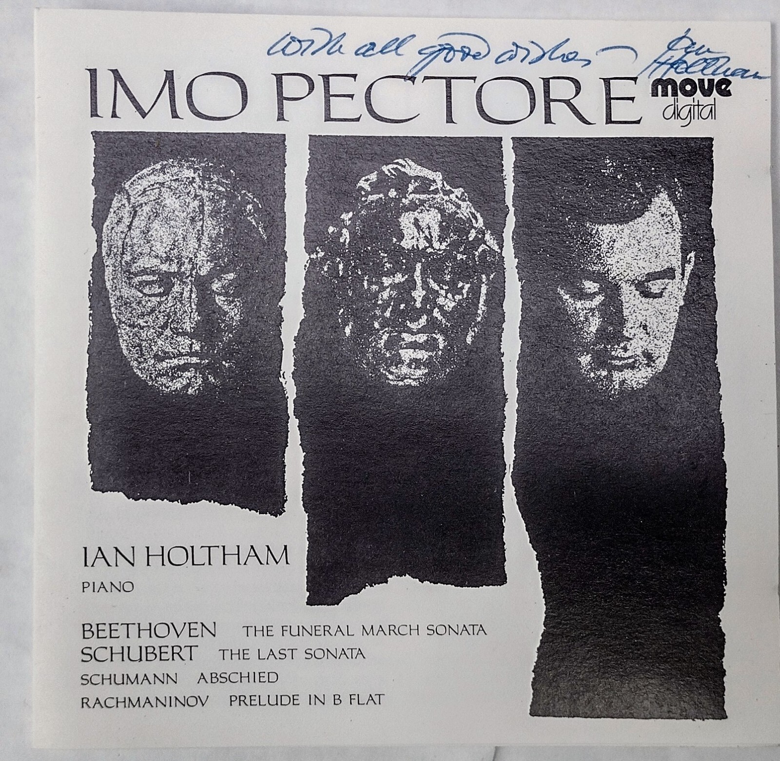 Imo  pectore- Ian Holtham Piano . Beethoven Schubert Schumann Cd Autographed