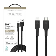 FOR APPLE IPHONE 14 QUIKCELL 10ft FAST CHARGE CABLE  to USB-A FAST CHARGING