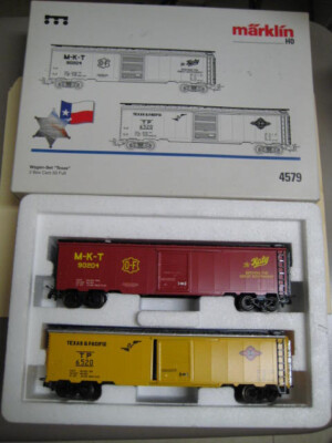 Marklin HO 4579 Texas&Pacific & MKT Metall Boxwagen Set - Ltd Edn Ära III