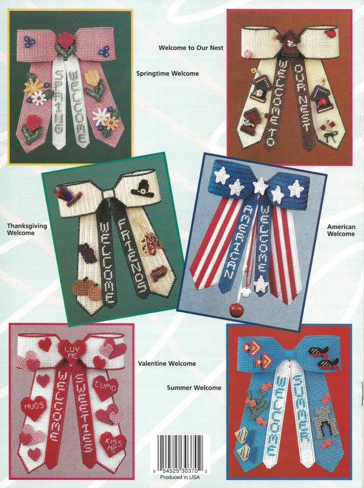 Welcome Bows Plastic Canvas Valentine Summer Thanksgiving American Springtime - Image 2 of 2