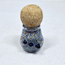3-4" Round Bluish Glass Potion Bottle with Cork