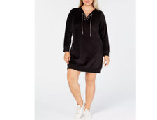 Michael Kors Velour Tunic Dress Black Size XL 2246