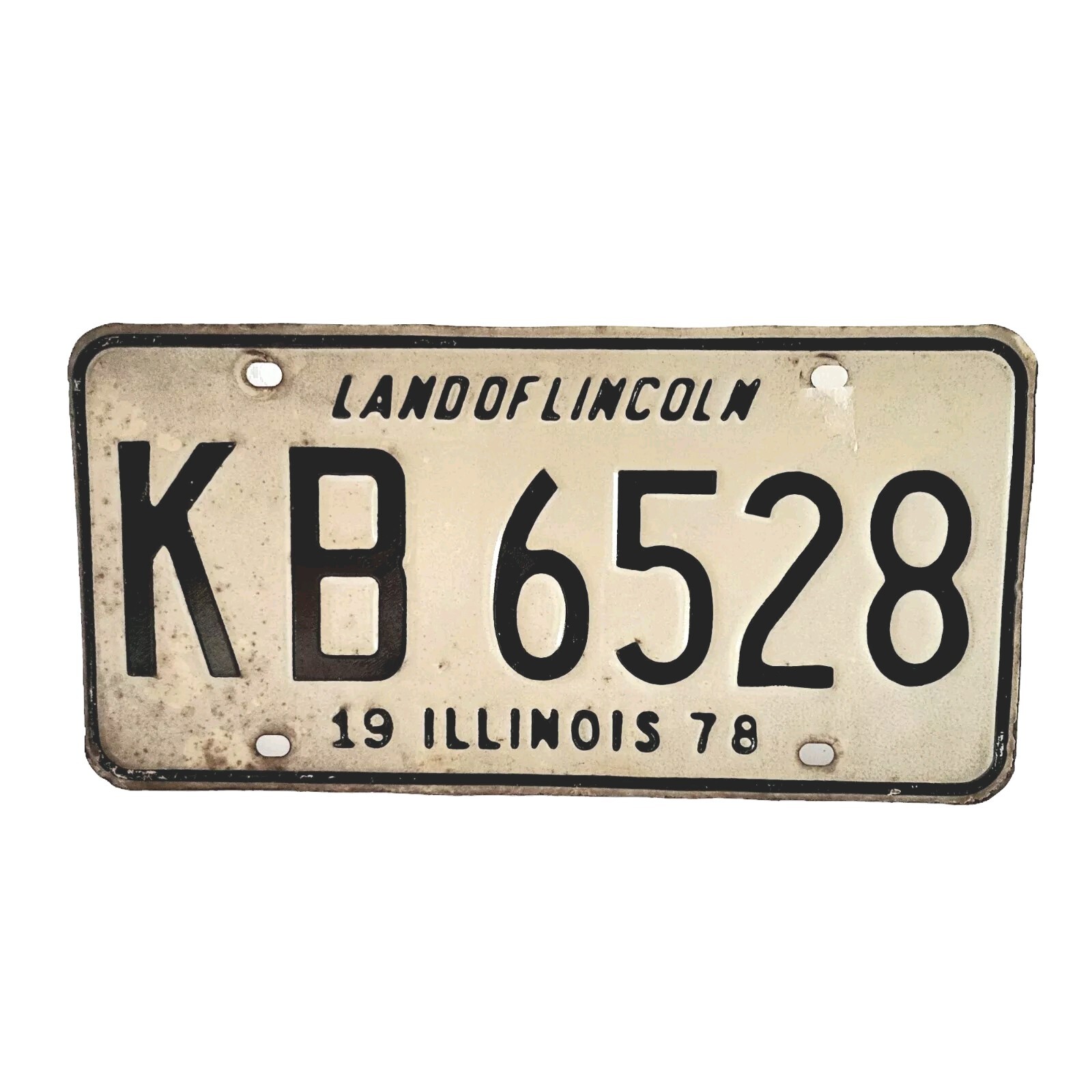 Illinois 1978 Auto License Plate Tag Vintage Metal Land Of Lincoln White Black