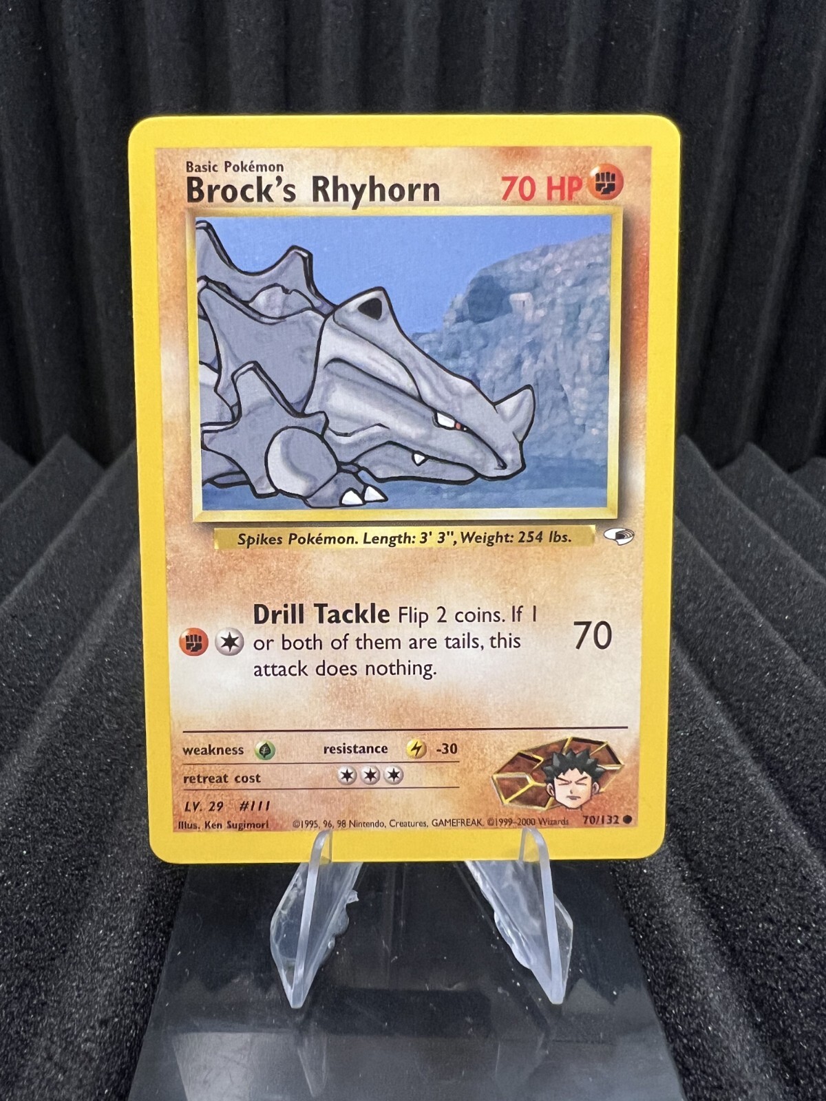 Brock's Rhyhorn 70/132 - Gym Heroes Unlimited Edition - WOTC Pokemon Card LP