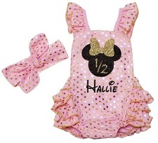 1/2 BIRTHDAY MINNIE ROMPER - PINK ROMPER - PERSONALIZED ROMPER- MINNIE