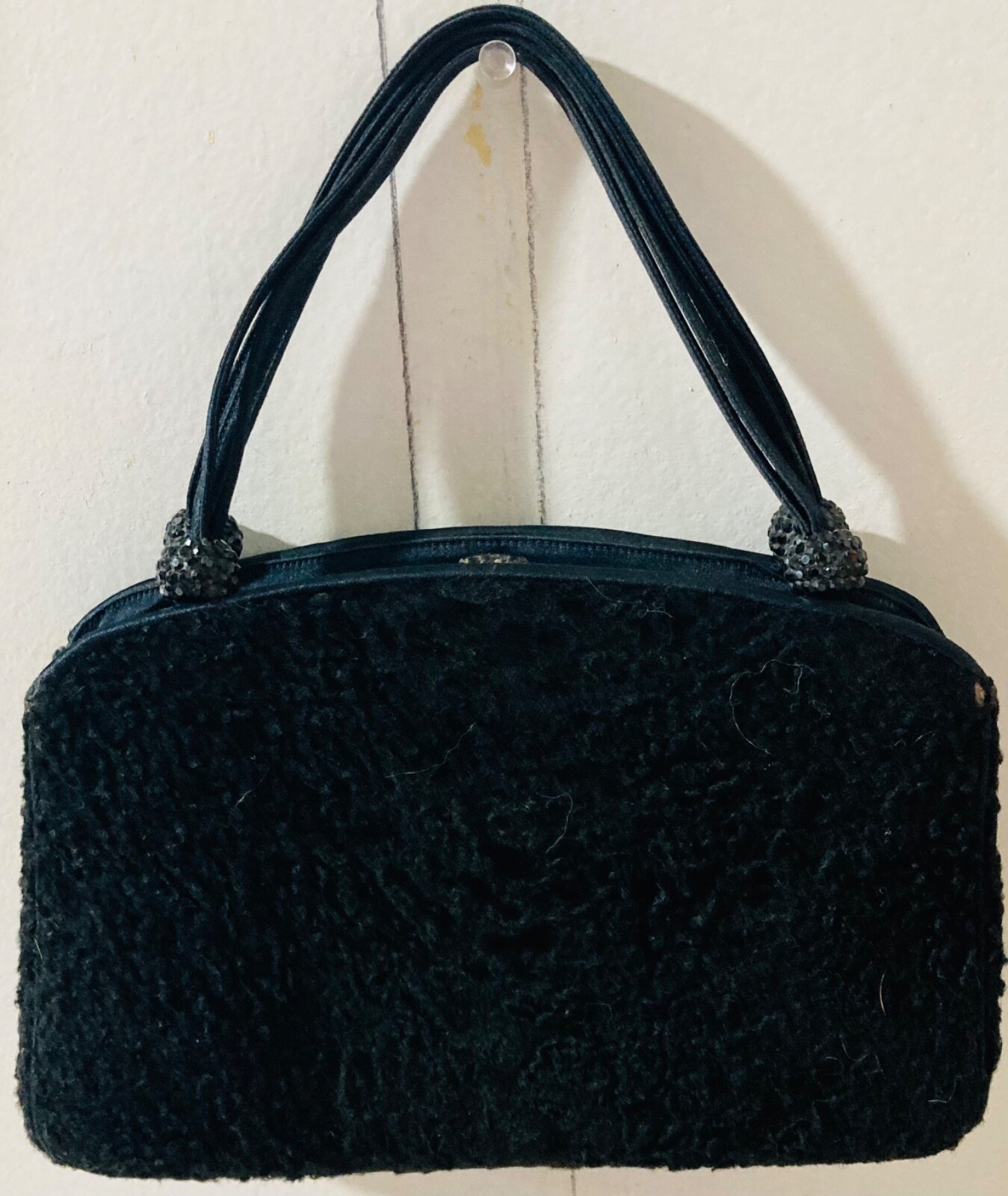 VTG. Purse NEW Bag  JUDITH LEIBER Rhinestone BLACK VELOUR   MINAUDIÈRE CLUTCH