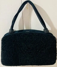 VTG. Purse NEW Bag  JUDITH LEIBER Rhinestone BLACK VELOUR   MINAUDIÈRE CLUTCH