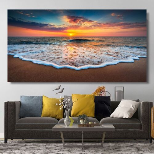 Beach Sea Ocean Canvas Painting Wall Art Posters Landscape Canvas Print Pictures - Picture 1 of 2