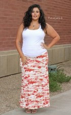 New PLUS SIZE Womens SOFT BURGUNDY WINE TIE DYED BOHO MAXI SKIRT 1X 2X 3X USA