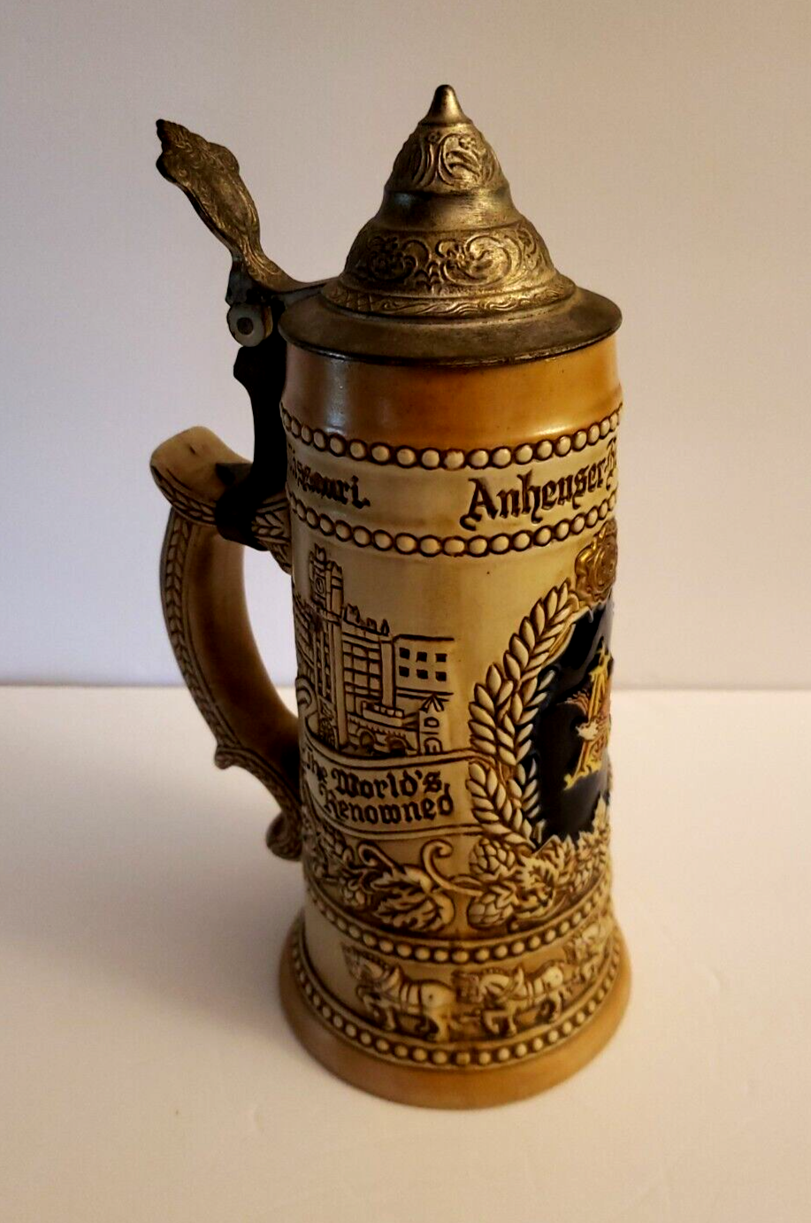 Anheuser Busch Beer Stein 1976 Budweiser Clydesdales Horses Medieval St