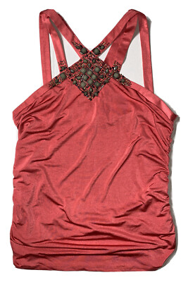 Brand New- Cache Sleeveless Embroidered Dress Top Womens (Size L)