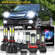 For Acura ZDX 2010-2013 8PCS Front LED HID Headlights Hi/Lo+DRL Fog Light Bulbs