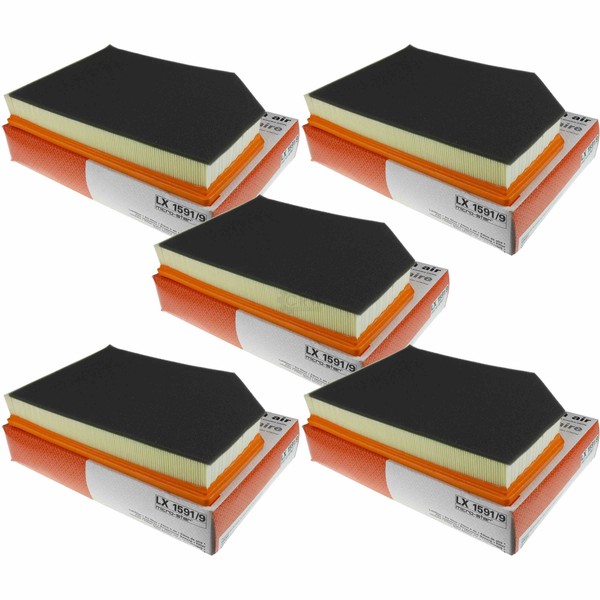 5X Mahle / Knecht Luftfilter LX 1591/9 Air Filter-image