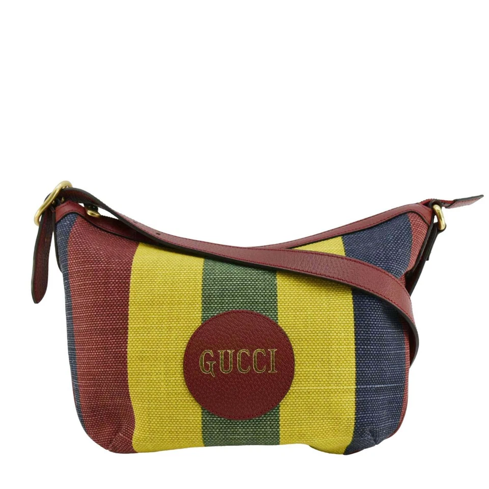 Bolso de Hombro GUCCI Baidera Rayas Logotipo Media Luna Lona Multicolor 62642