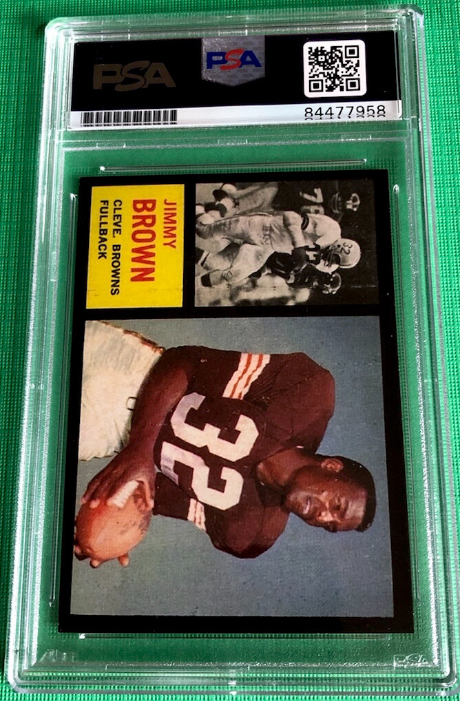 1962 Topps Jim Brown Rp Signed Cut - PSA/DNA - Cleveland Browns