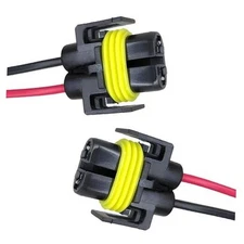 2 PCS H11 Socket Wire Harness Connectors, Waterproof Fog Light Black #H11