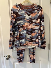 LL Bean Womens Camo Base Layer Long Johns Top & Pants Thermal Women’s Medium P