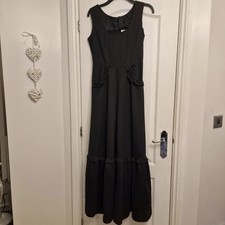 Women's Black Sleeveless Maxi Dress Size 14 Possibly Vintage