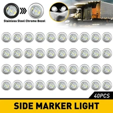 40X 3/4 LED Side Marker Lights Truck Trailer RV Clearance Bullet Lamps White