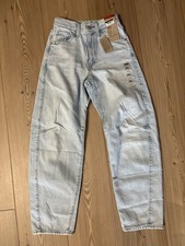 Levi's Women's Premium Cinch Barrel Jeans 24  x31 Light Acid Wash NWT Rare Denim