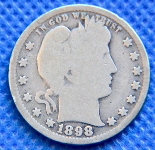1898-P - Barber Quarter - Good - 90% Silver -  #N1489