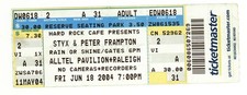 Styx & Peter Frampton 6/18/04 Raleigh NC Alltel Pavilion Rare Ticket!
