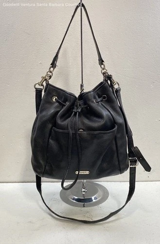 Coach Avery Black Leather Classic Drawstring Bucket Bag- F27003