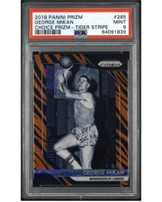2018-19 Panini Prizm George Mikan #285 Choice Tiger Stripes Prizm PSA 9