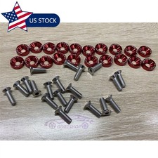 20pcs Red M6 JDM Fender Bumper Washer Bolt Engine Bay Dress Up Kit Aluminum