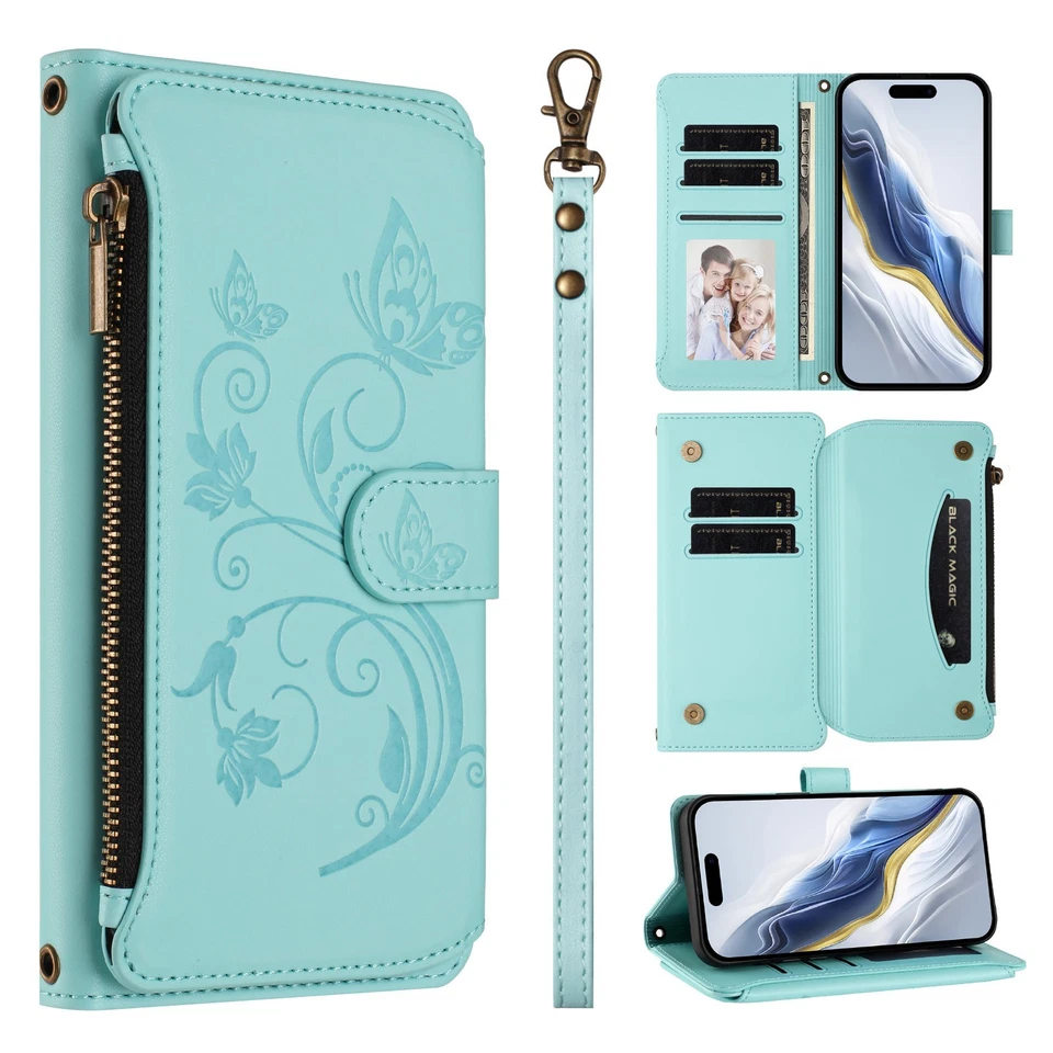 For Moto G Stylus/G Power/G Play 5G 4G Zipper PU Leather Wallet Phone Case Cover - Image 2 of 4