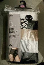 New Klarna Ladies UK 22/EU 50 -5 Pack Full brief Knickers