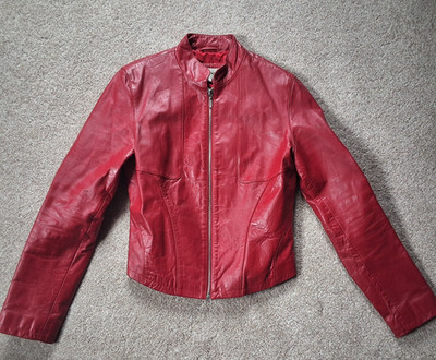 Terranova Designer Womens Jacket Leather Red UK Size 10 / EU 42