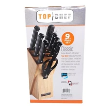 Top Chef 9 Piece Knife Set Classic German Steel Ice Hardened With Wood Block
