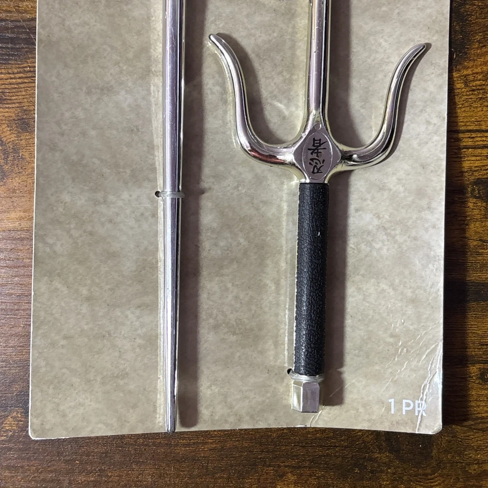 Ninja Sai Silver w/Black Handle Toy Prop Fancy Dress Halloween Costume Accessory - Image 4 of 4