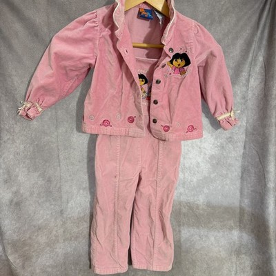 Vintage Y2K Dora The Explorer Pink Overalls & Jacket Set 3t Nick Jr Flare