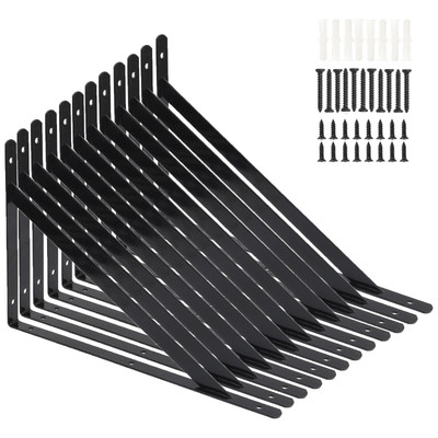 12 Pack L16'' x H 10'' Heavy Duty Shelf Brackets with Screws Wall Shelf Bracket...