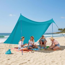 CROWN SHADES 7x7 Beach Tent Sun Shelter 2 Poles, Turquoise