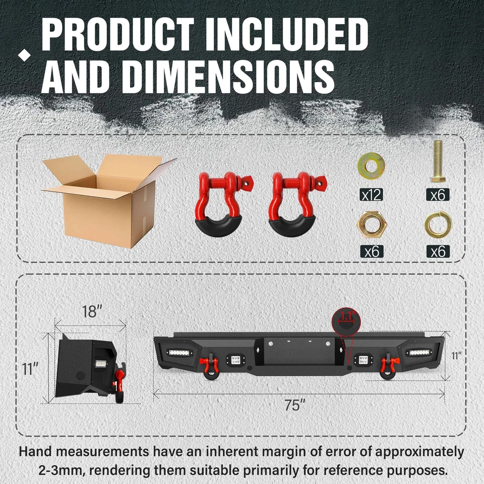 Rear Bumper for 1999-2016 3rd Gen Ford F250 F350 F450 Super Duty w/ Sensor Holes Foto 3 de 4