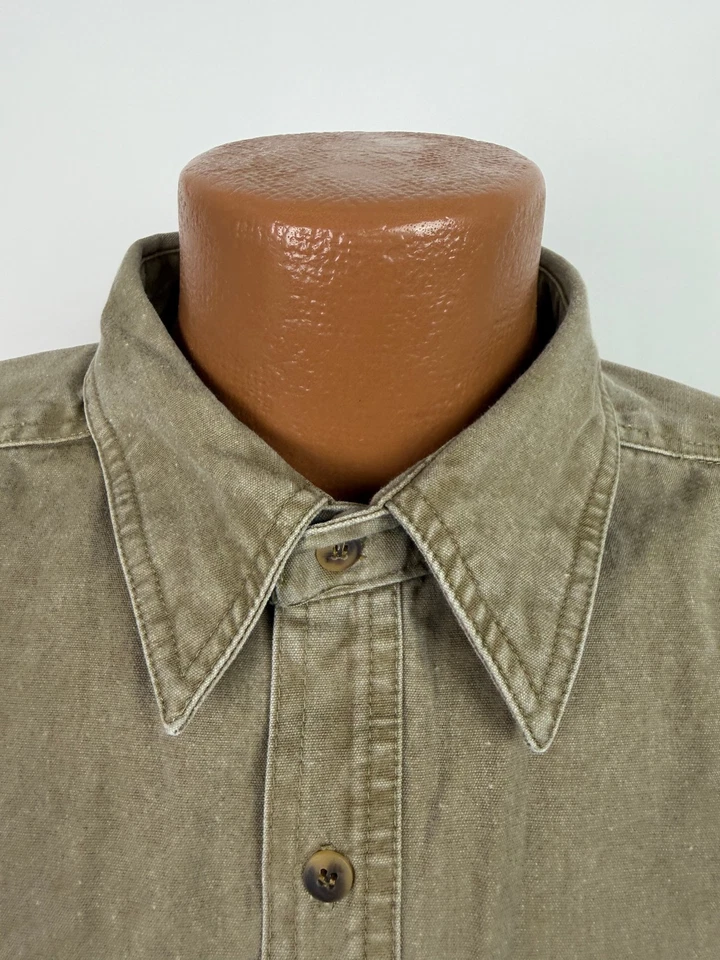 Vintage 90s Canvas Shirt Men XL Rugged Travel Work Minimal Pigment Dyed Heavy - Image 3 of 4