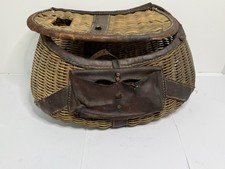 Vintage Trout Fishing Wicker Creel w/ Hinged Lid 16" x 9" x 8"