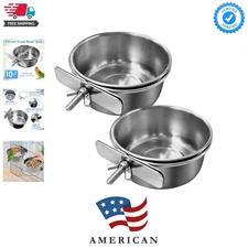 Bird Feeding Dish Cups Parrot Food Bowl Clamp Holder Coop Cup, 2PCS Bird Cage...