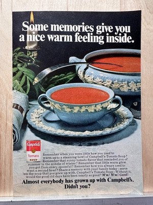 1972 Campbells Tomato Soup Vintage Print Ad Memories Warm Feeling