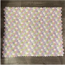 Vintage Yoyo Quilt Top Baby Cotton Hand Stitched Homemade 44  X 40  