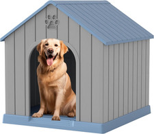 Large Dog House Outdoor Indoor for Medium Large Dogs, Sturdy Plastic Waterproof