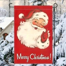 Traditional 12X18 Santa Christmas Red Garden Flag