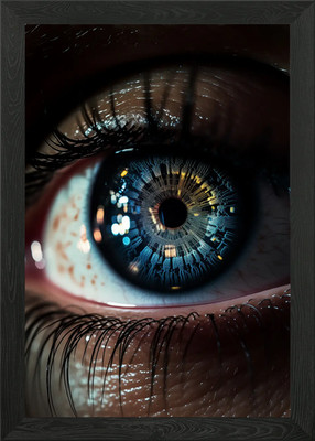 Digital Eye Close-Up Reflexion Gerahmtes Wandbild Poster Leinwanddruck Bild